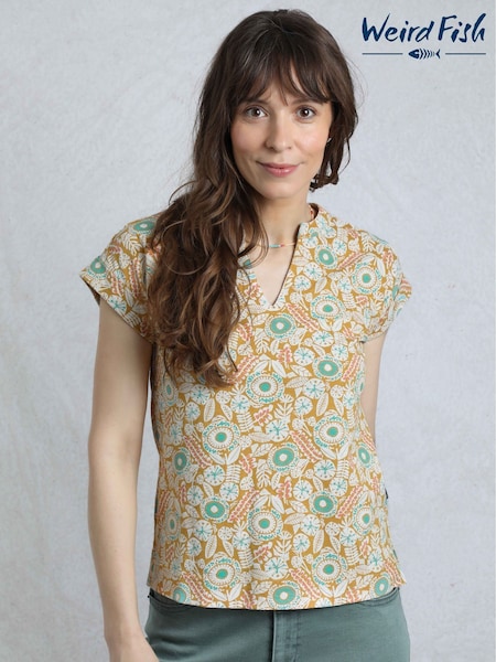 Weird Fish Yellow Alia Printed Jersey 100% Cotton Sweat Top (H47088) | 1,802 UAH