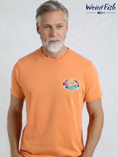 Weird Fish Orange Land and Sea Back Print Graphic 100% Cotton T-Shirt (H47089) | 139 QAR