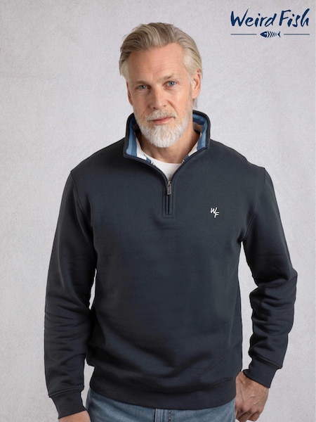 Weird Fish Blue Archer WF Branded 1/4 Zip Sweatshirt (H47108) | €72
