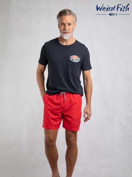 Weird Fish Red Banning Swim Shorts (H47113) | SGD 62