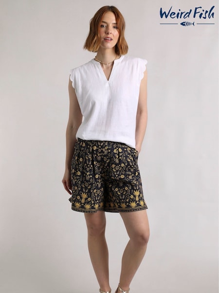 Weird Fish Blue Aloha Printed Shorts (H47120) | ₪201
