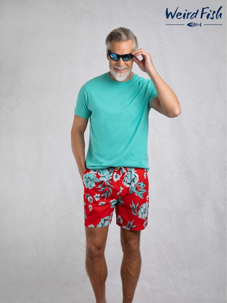 Weird Fish Red Belukha Printed Swim Shorts (H47124) | SGD 74