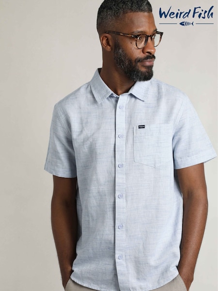 Weird Fish Blue Washton Short Sleeve Shirt (H47143) | €60