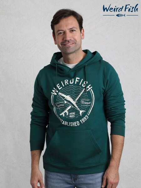 Weird Fish Green Jamie Branded Popover Sweatshirt Hoodie (H47145) | AED379