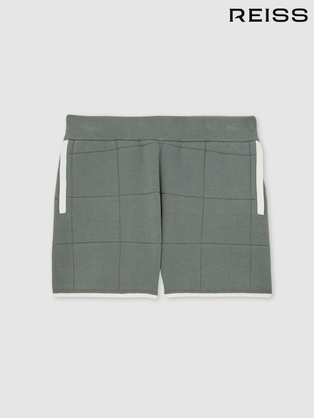 Reiss Dark Sage Green Barbor 9-12 yrs Tipped Knit Stitch-Detail Shorts (H47155) | €65