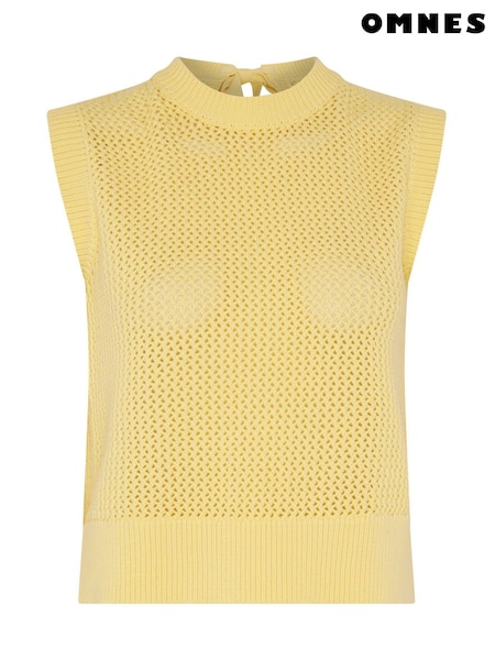 Omnes Yellow Effie 100% Cotton Corchet Weave Open Back Tank (H47193) | €62