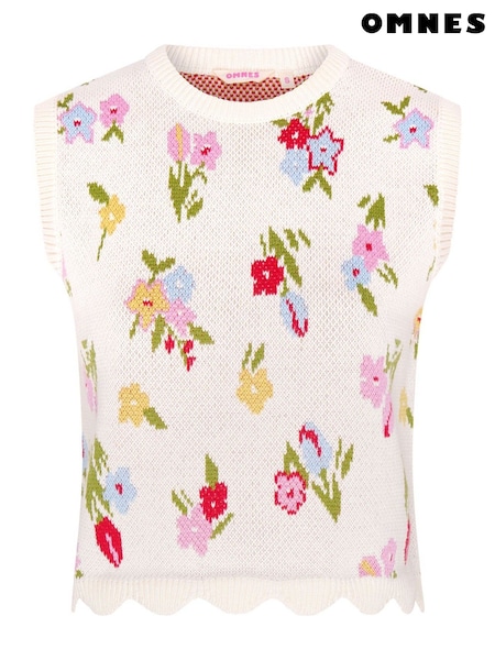 Omnes Cream Bibi 100% Cotton Floral Knitted Vest (H47204) | €75