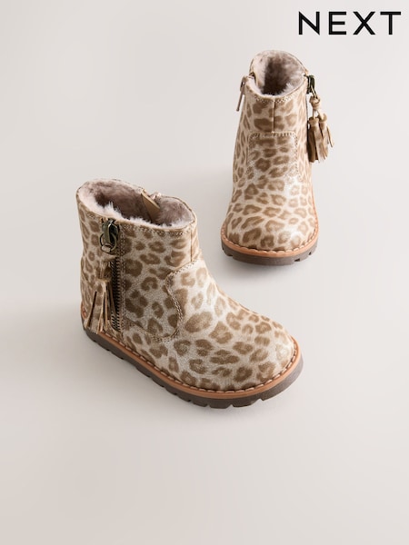 Animal Shimmer Wide Fit (G) Chelsea Zip Tassel Ankle Boots (H47207) | 134 QAR - 153 QAR