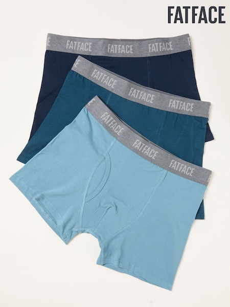 FatFace Teal Blue 3 Pairs of Plain Boxers (H47249) | €40
