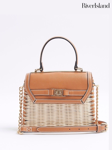 River Island Raffia Mini Tote Cross Body Bag (H47253) | €53