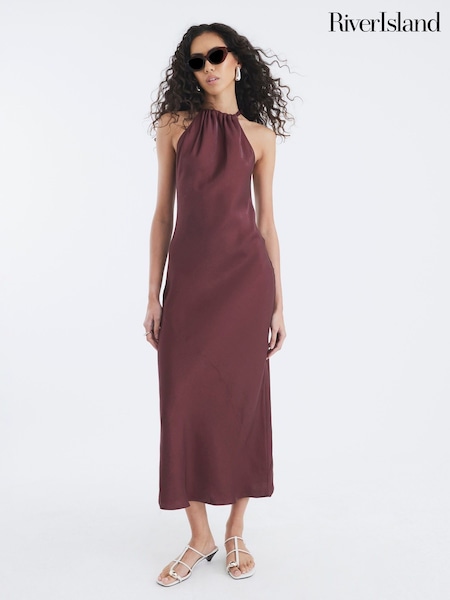 River Island Brown Halter Neck Maxi Dress (H47265) | €79