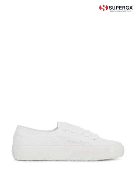 Superga 2750 Flower Sangallo Canvas White Trainers (H47309) | €118