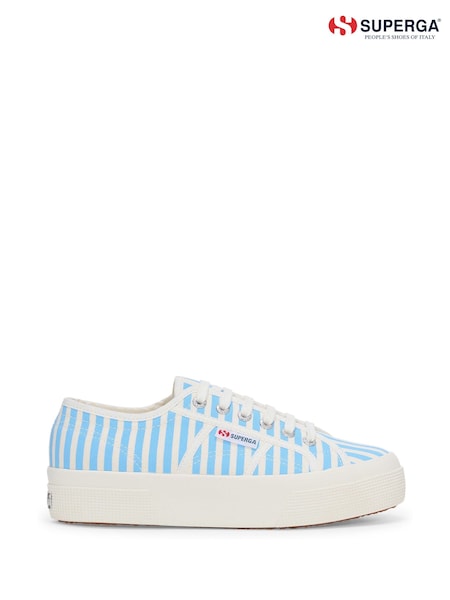 Superga 2740 Stripes Print Canvas White Trainers (H47310) | €113