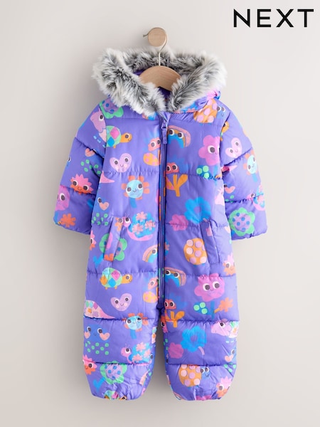 Purple Character Shower Resistant Faux Fur Trim Snowsuit (3mths-7yrs) (H47317) | 151 QAR - 171 QAR