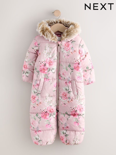 وردي زهور - Shower Resistant Faux Fur Trim Snowsuit (3mths-7yrs) (H47318) | ‏151 ر.ق. - ‏171 ر.ق.