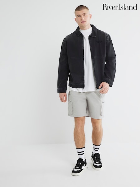 Серый - River Island Nylon Cargo Shorts (H47366) | €48