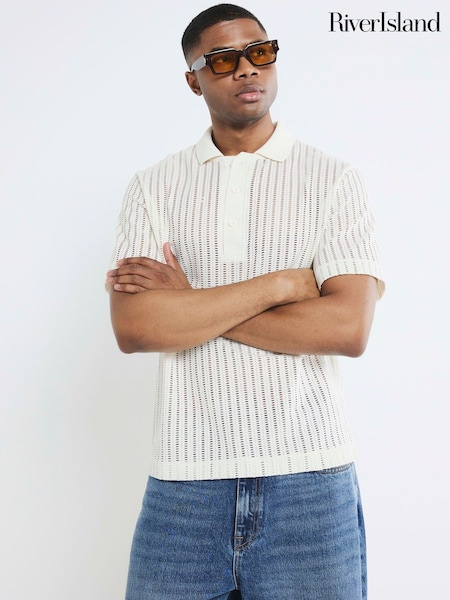 River Island Boxy Crochet Polo Shirt (H47368) | 1 923 грн