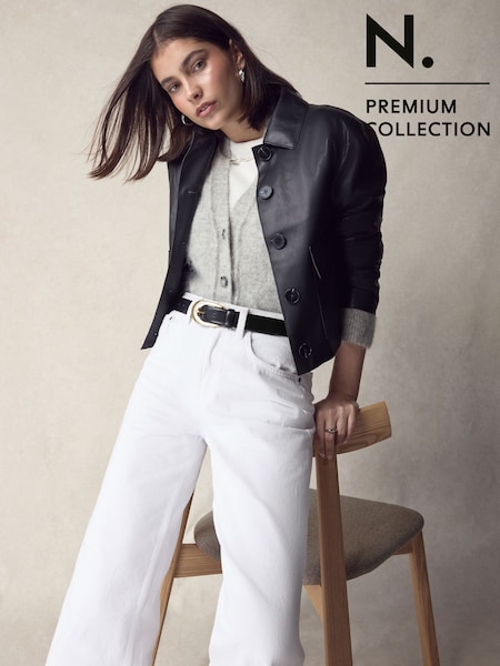 Black Premium Made In Italy Curve Buckle Leather Belt (H47448) | €39