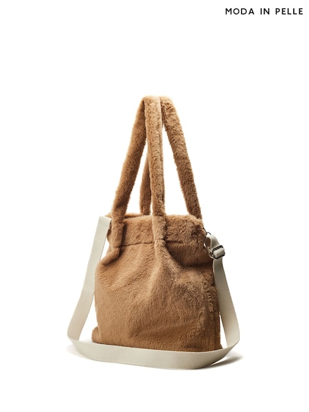 טבעי - Moda in Pelle Bambi Fluffy Black Shoulder Bag (H47451) | ‏196‏₪