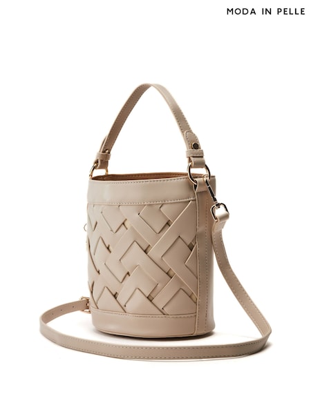 Moda in Pelle Trelly Lattice Front White Bucket Bag (H47456) | €87