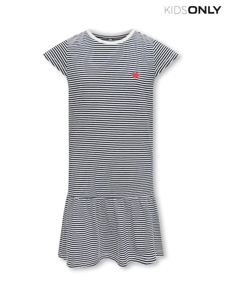 ONLY KIDS Stripe Cap Sleeve Jersey White Dress (H47482) | € 28
