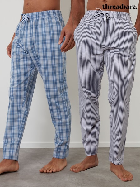 Threadbare Blue Cotton Poplin Lounge Joggers 2 Pack (H47485) | R$ 300