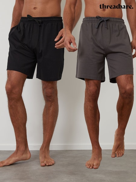 Negru - Threadbare Lounge Shorts 2 Pack (H47488) | 164 LEI