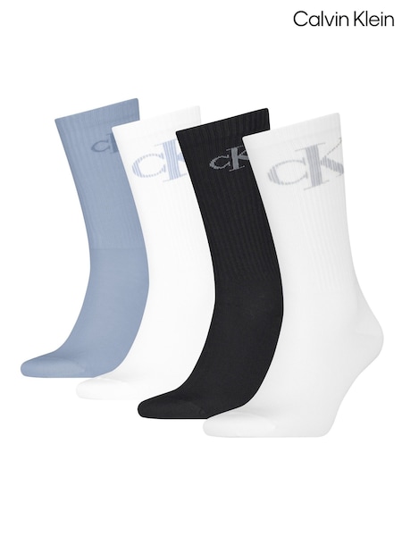 Calvin Klein White Mens Crew Socks 4 Pack (H47530) | €37