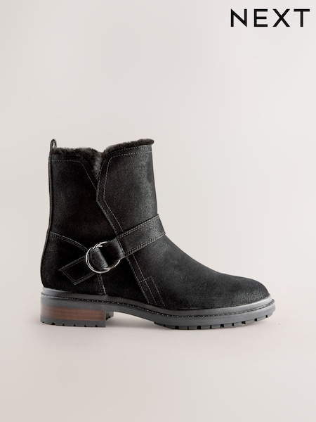 Preto - Forever Comfort® Faux Fur Hardware Ankle Boots (H47572) | R$ 515