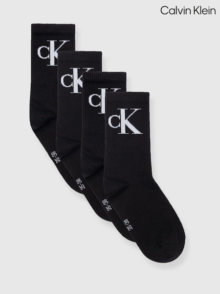 Calvin Klein Black Mens Crew Socks 4 Pack (H47640) | OMR16