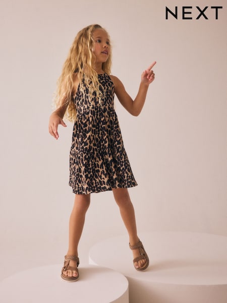 Animal Strappy Crinkle Summer Dress (3-16yrs) (H47695) | €15 - €21.50