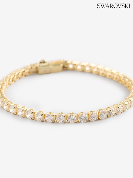 Dorado - Swarovski Matrix Tennis Bracelet with Round Cut Gold Tone Plated (H47860) | 282 €