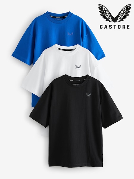 Castore Multi Black 3 Pack Oversized Short Sleeve Logo Cotton T-Shirt (H47876) | €42 - €48
