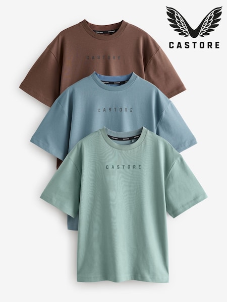 Castore Multi Neutral 3 Pack Oversized Short Sleeve Logo Cotton T-Shirt (H47877) | AED186 - AED210