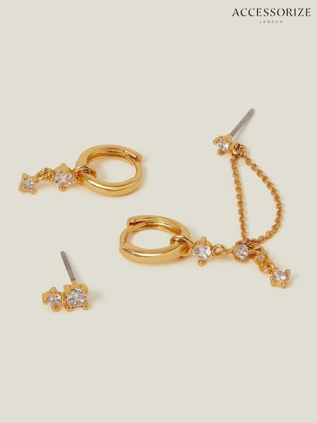 Accessorize Sparkle Chain Hoop Earrings 3 Pack (H48075) | € 24