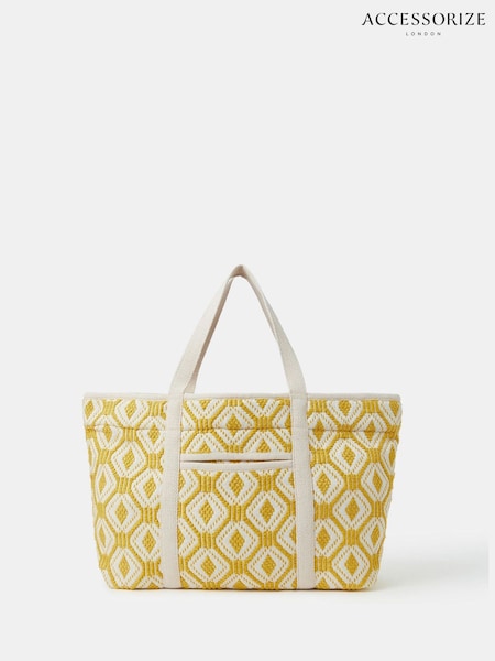 Accessorize Yellow Diamond Embroidered Shoulder Bag (H48083) | AED243