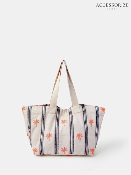 Accessorize Natural Palm Stripe Tote Bag (H48089) | €37