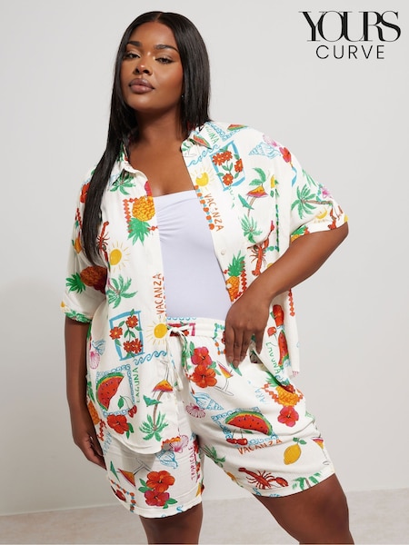 Yours Curve White Crinkle Co-Ord Shorts (H48137) | €31