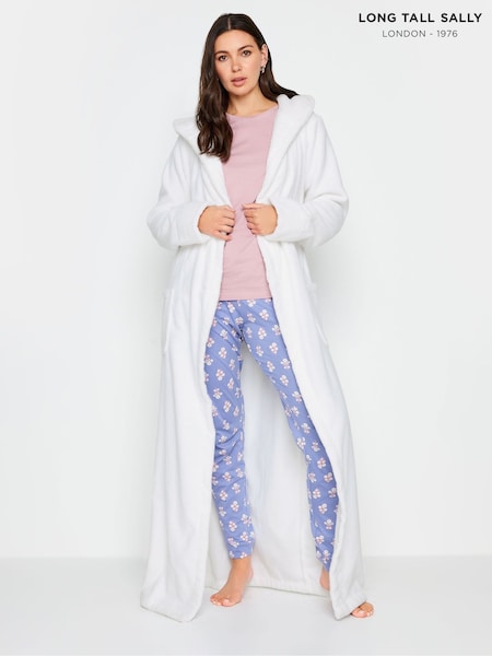 Long Tall Sally White 100% Cotton Hooded Maxi Robe (H48150) | €66