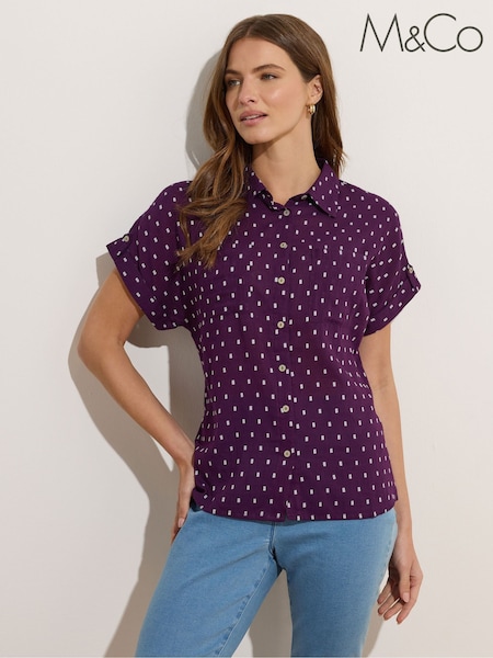 M&Co Short Sleeve Dobby Shirt (H48153) | €47