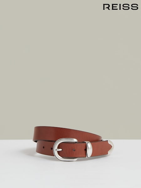 Reiss Tan Brown Jonny Leather Western Belt (H48165) | €95