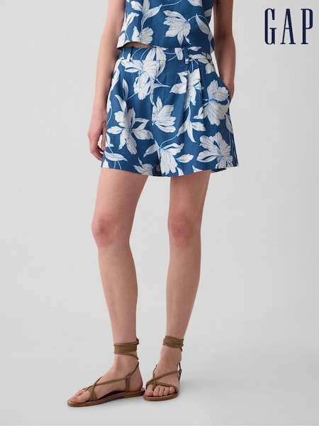 Gap Blue Floral 4" Linen Cotton Everyday Shorts (H48171) | €11.50