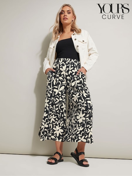 Yours Curve Charcoal Black Midaxi Culottes (H48319) | $47