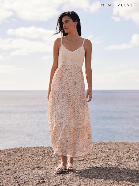 Mint Velvet Geo Print Crochet Maxi Dress (H48347) | 184 €