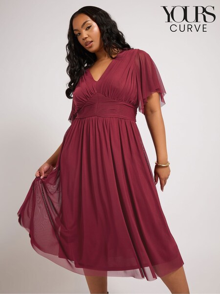 Yours Curve London Pleated Gathered V-Neck Dress (H48398) | €106