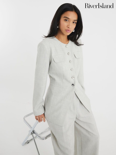 River Island Grey Petite Military Jacket (H48407) | €87