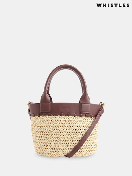 Whistles Nude May Collar Straw Cross-Body Bag (H48420) | €142