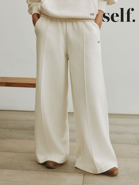 Cream - Self. Wide Leg Joggers