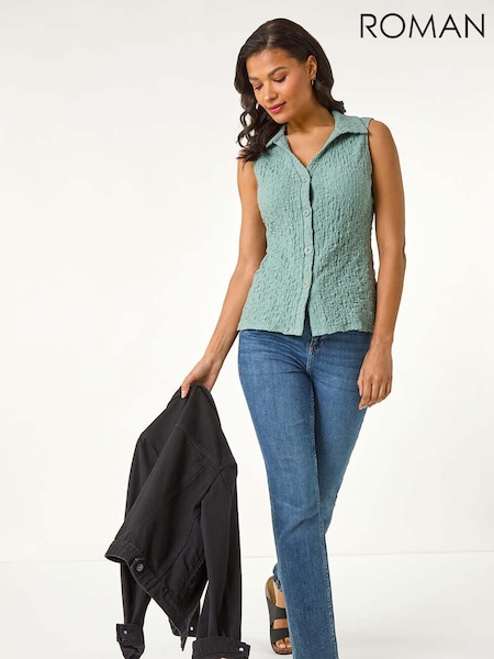 Azul - Roman Textured Sleeveless Buttoned Blouse (H48500) | 59 €