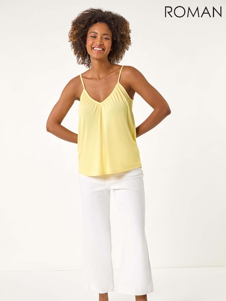 Roman Yellow Gathered V-Neck Stretch Vest Top (H48507) | €40